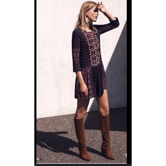 ANTHROPOLOGIE x VANESSA VIRGINIA Kaleidoscope Beaded Boho Dress Sz M Castle Core - Picture 7 of 7